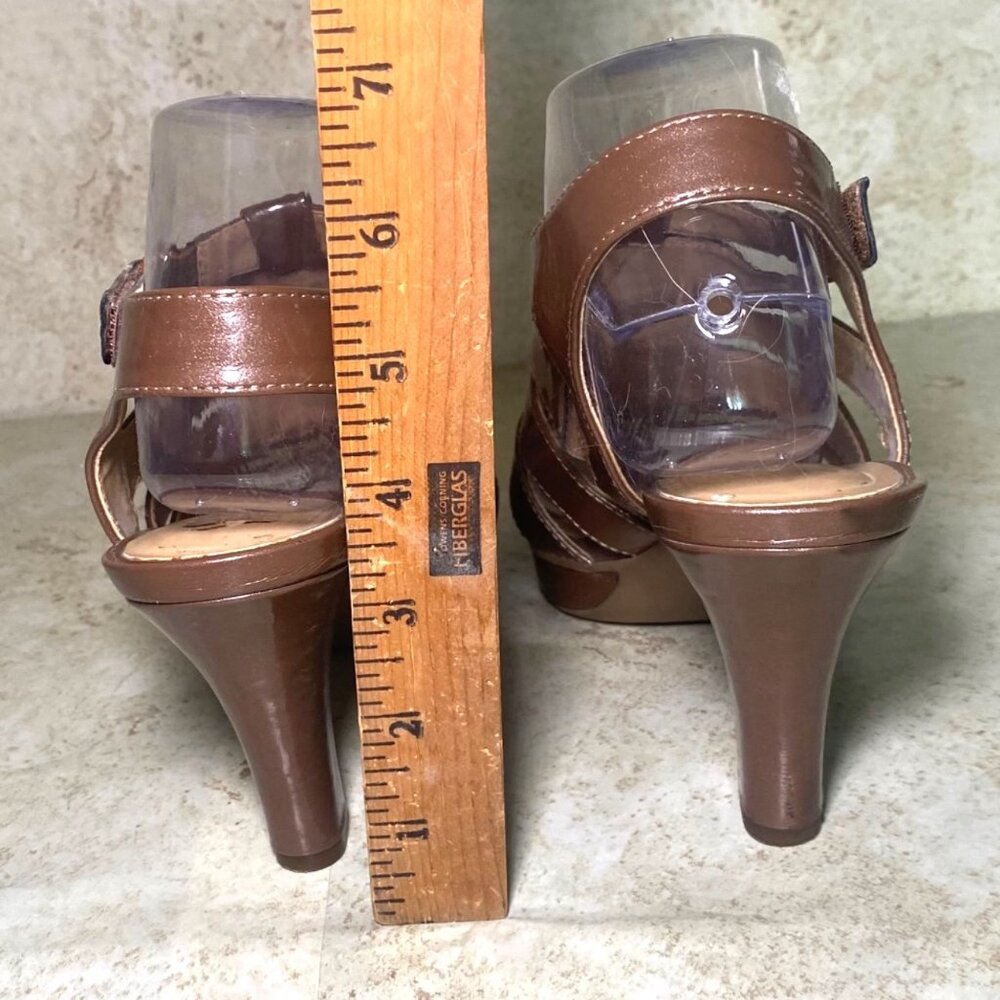 Naturalizer Brown Strappy Open-Toe Heeled‎ Sandals Size 8.5 CottageCore Casual - Picture 4 of 11